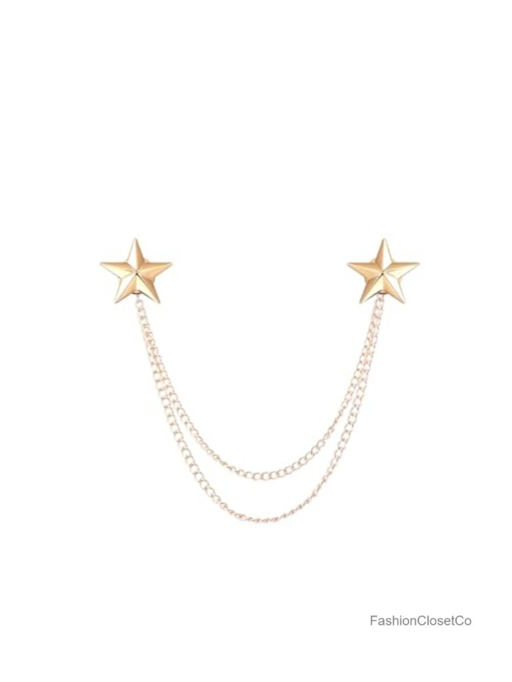 Five-Pointed Star Brooch with Chain Minimalist Pentagram Lapel Pin Metal